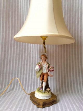 Vintage French Provincial Style Porcelain Figural Table Lamps Man And Woman