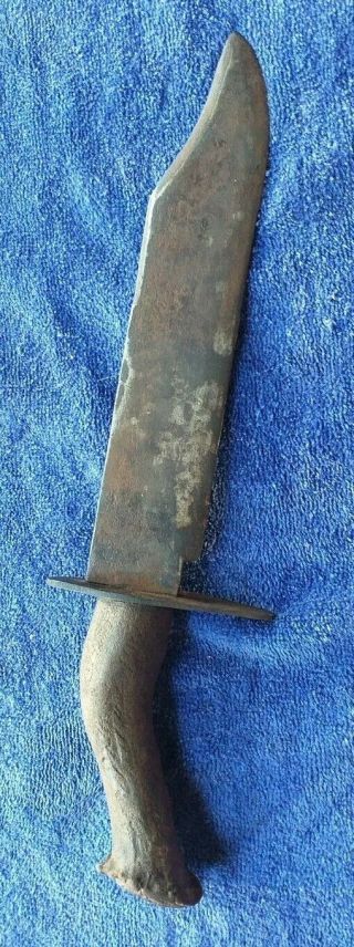Antique Bowie Knife With Bone Handle & Huge Clip Point Blade