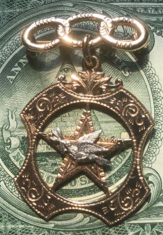 Masonic Eastern Star Dove Pendant 5.  4 Grams 10k Gold