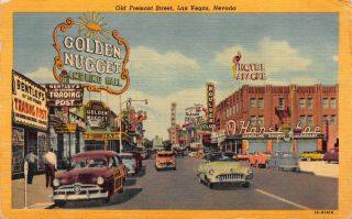 Linen Postcard Old Fremont Street In Las Vegas,  Nevada 122303