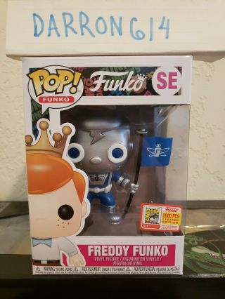 Funko Pop Freddy Funko Blue Space Robot Sdcc Fundays 2018 Le 2000 W/ Protector
