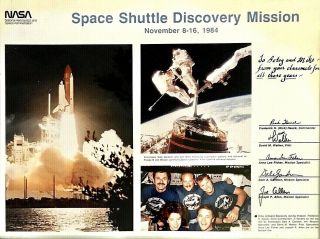 Nasa Astronaut Crew Signed Space Shuttle Discovery Mission Sts - 51a Photograph