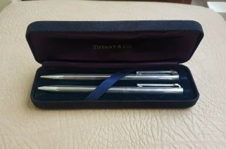 2 Tiffany And Co Ballpoint Pen And Mechanical Pencil Sterling Silver 925