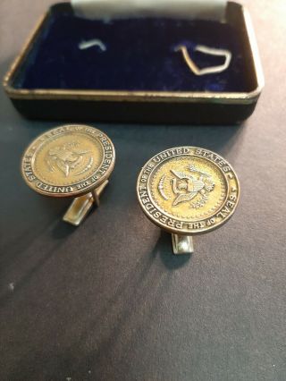 President nixon presidential seal cufflinks.  box and 2