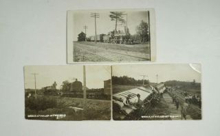 3 Postcards 2 Of Train Wreck Valley Junction Wisconsin,  Wyville Wi 1908 Rppc