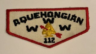Order Of The Arrow Aquehongian Lodge 112 F1 Rare First Flap