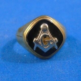 18k On 14k Masonic Ring,  Compass And Square,  Man 