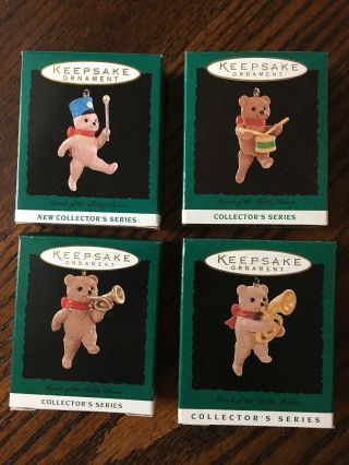 Hallmark Miniature Ornaments 4 March Of The Teddy Bears Complete Set 1993 - 96