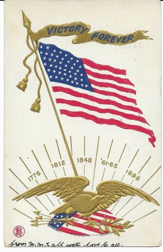 Vintage Us Patriotic Postcard,  Victory Forever