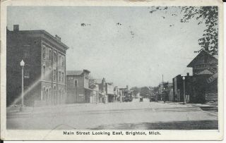 Old 1935 Brighton Mi Mich Main Street East Railroad Crossing Sign Tracks Cars