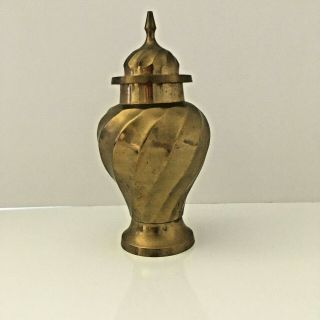 Vintage Solid Brass Urn With Lid Vase 10 " Tall