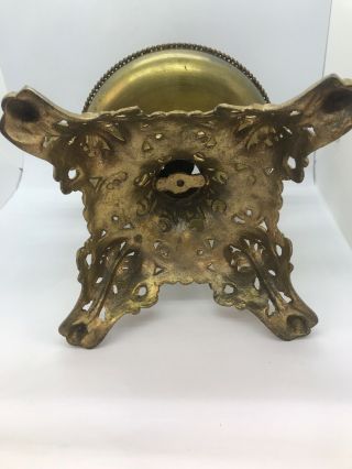 Antique Trophy Urn Center Draft Oil Lamp Base Drop In Font Ornate Roses Brass 7