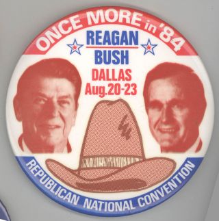 1984 Ronald Reagan George Bush Dallas Rnc Political Pin Button Pinback Badge Tx