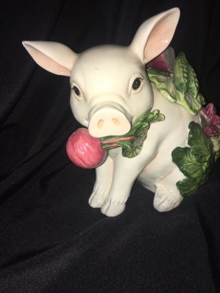 Fitz and Floyd French Market Pig Porcelain Cookie Jar 2