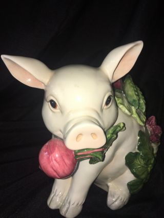 Fitz and Floyd French Market Pig Porcelain Cookie Jar 6