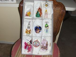 9 Vintage Christopher Radko Christmas Ornaments W/tags,