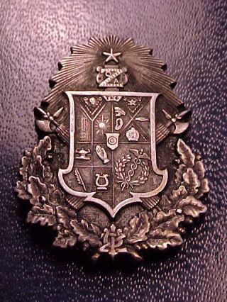 Antique Sterling Silver ΖΨ Zeta Psi Fraternity Crest Brooch Findings Pin & Clasp