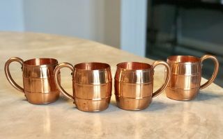 Vintage Estate West Bend Solid Copper Barrel Mugs Set 4 Moscow Mule Mugs