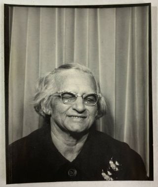 Not Ready Eyes Closed Elderly Woman In The Photobooth,  Vintage Photo Snapshot