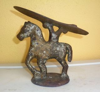 Antique Vintage Primitive Cast Iron Shoe Shine Stand Step Rest Horse Figural