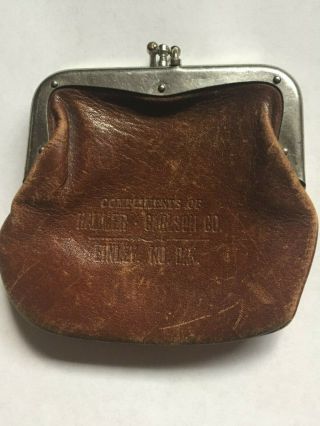 Vintage Leather Advertising Coin Purse,  Hammer - Carlson,  Finley,  North Dakota