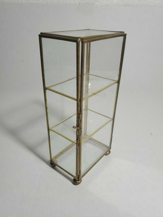 Vintage Brass & Glass on All Sides - Ball Feet Display Case 2 shelves 10in 2