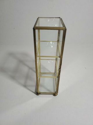 Vintage Brass & Glass on All Sides - Ball Feet Display Case 2 shelves 10in 3