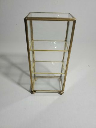 Vintage Brass & Glass on All Sides - Ball Feet Display Case 2 shelves 10in 4