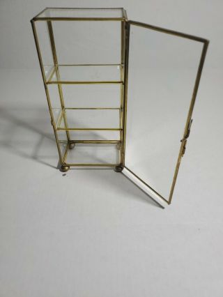 Vintage Brass & Glass on All Sides - Ball Feet Display Case 2 shelves 10in 6