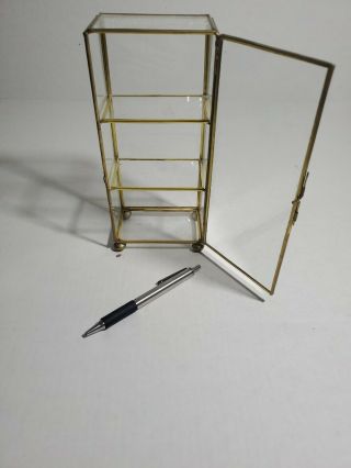 Vintage Brass & Glass on All Sides - Ball Feet Display Case 2 shelves 10in 7