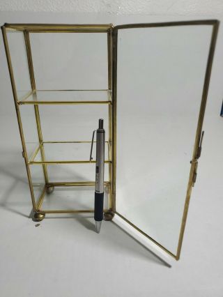 Vintage Brass & Glass on All Sides - Ball Feet Display Case 2 shelves 10in 8
