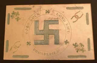 Postcard Good Luck - Long Life - Prosperity - Swastika Ancient Good Luck Symbol