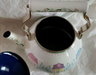 Lenox Village Enamel Tea Kettle with Ceramic Handle 3