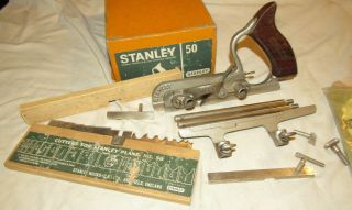 Boxed Stanley No 50 Plane With Cutters Old Woodworking Tool Plane