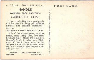 Campbell Coal Co,  Piedmont WV postcard,  B & O Coal Car,  Westernport MD 2
