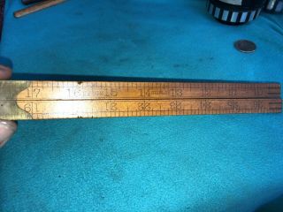 Vintage Stanley 36 Inch Wood Brass4 Way Folding Ruler Usa No.  66 1/2 Older Model