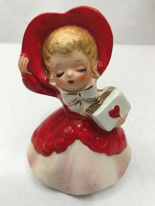 Lefton Valentine Girl Holding Heart Box Figurine 033 Japan Vintage Collectible
