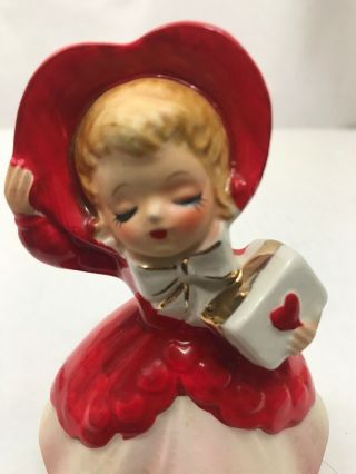 Lefton Valentine Girl Holding Heart Box Figurine 033 Japan Vintage Collectible 5