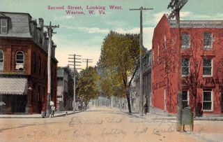 Weston West Virginia Second Street Looking West Vintage Postcard Jh230303