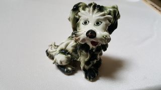 Spaghetti Hair Italian Ceramic Scottie Dog Figurine - App.  4 1/2 " H - Cute Face - Flaws