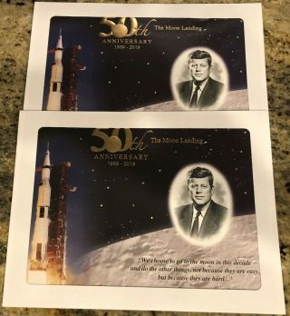 Two (2) - 2019 Us Apollo 11 50th Anniversary 2019 Engraved Prints - Mission