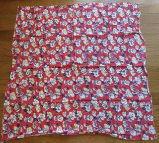 Vintage Feedsack Red Navy Yellow Floral Feed Sack Quilt Sewing Fabric 2