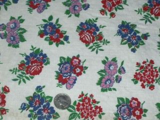 Full Vintage Feedsack: Red,  Pink And Blue Flowers