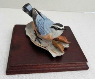 Lenox Fine Porcelain Red - Breasted Nuthatch Bird Figurine On Wood Base