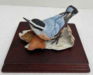 LENOX Fine Porcelain RED - BREASTED NUTHATCH Bird Figurine On Wood Base 2