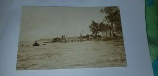 Antique Rppc Russells Point 1909 Tater Island Ohio Photo Postcard Swimming