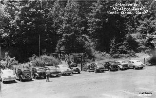 1940s Entrance Autos Mystery Spot Santa Cruz California Rppc Real Photo 3127