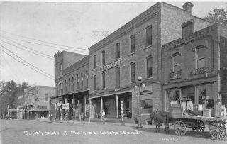 1916 Colchester Mcdonough Illinois Main Street Hotel Leach Childs Rppc Postcard