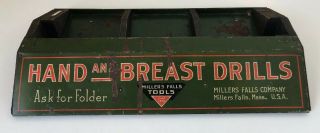 Antique Hand and Breast Hand Drills,  Millers Falls Advertising Shelf Box Display 4