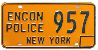 York 1974 - 1985 Environmental Conservation Police License Plate Encon 957